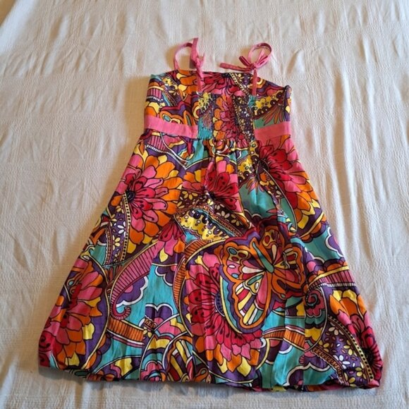 Lilly Pulitzer girls size 12 sun dress bright color elastic back gathering GUC - Picture 2 of 5